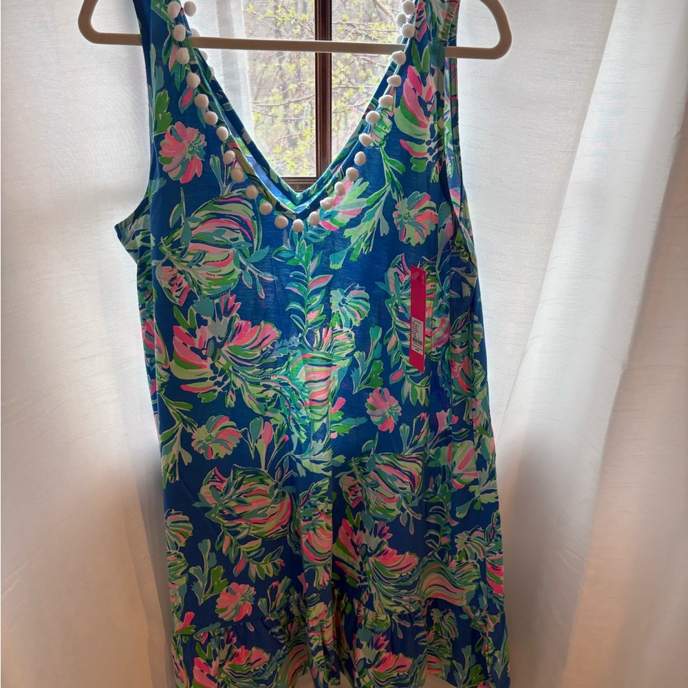 Lilly Pulitzer Ruched Sleeveless Maxi Dress Blue and Pink